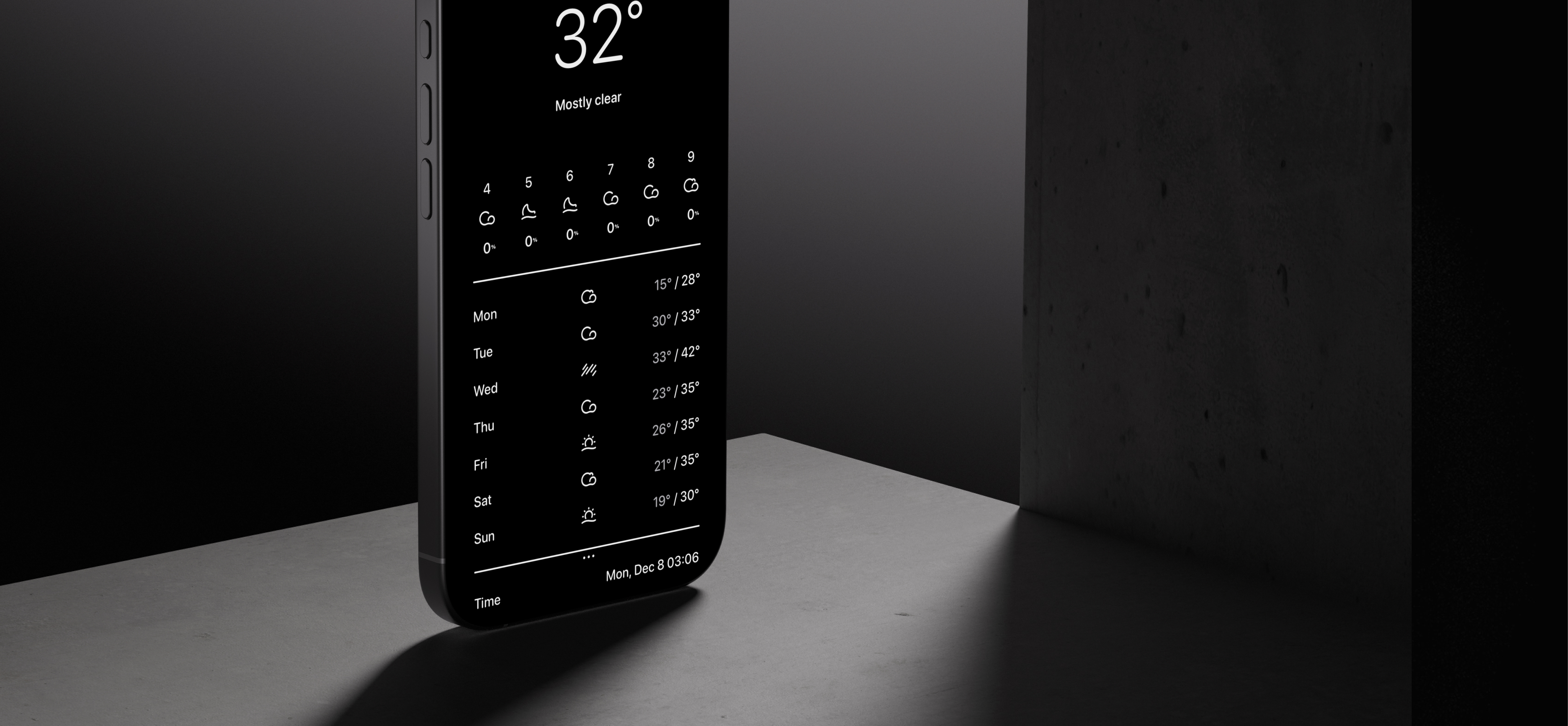 Product floating in darkness